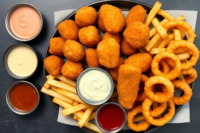 Assiette mixte — nuggets, frites, tenders, onion rings